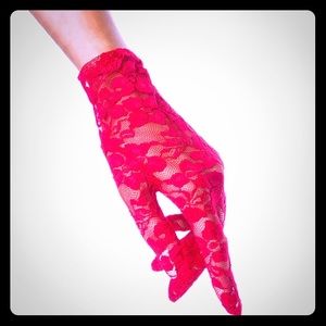 Sexy Lace full fingered gloves - Red